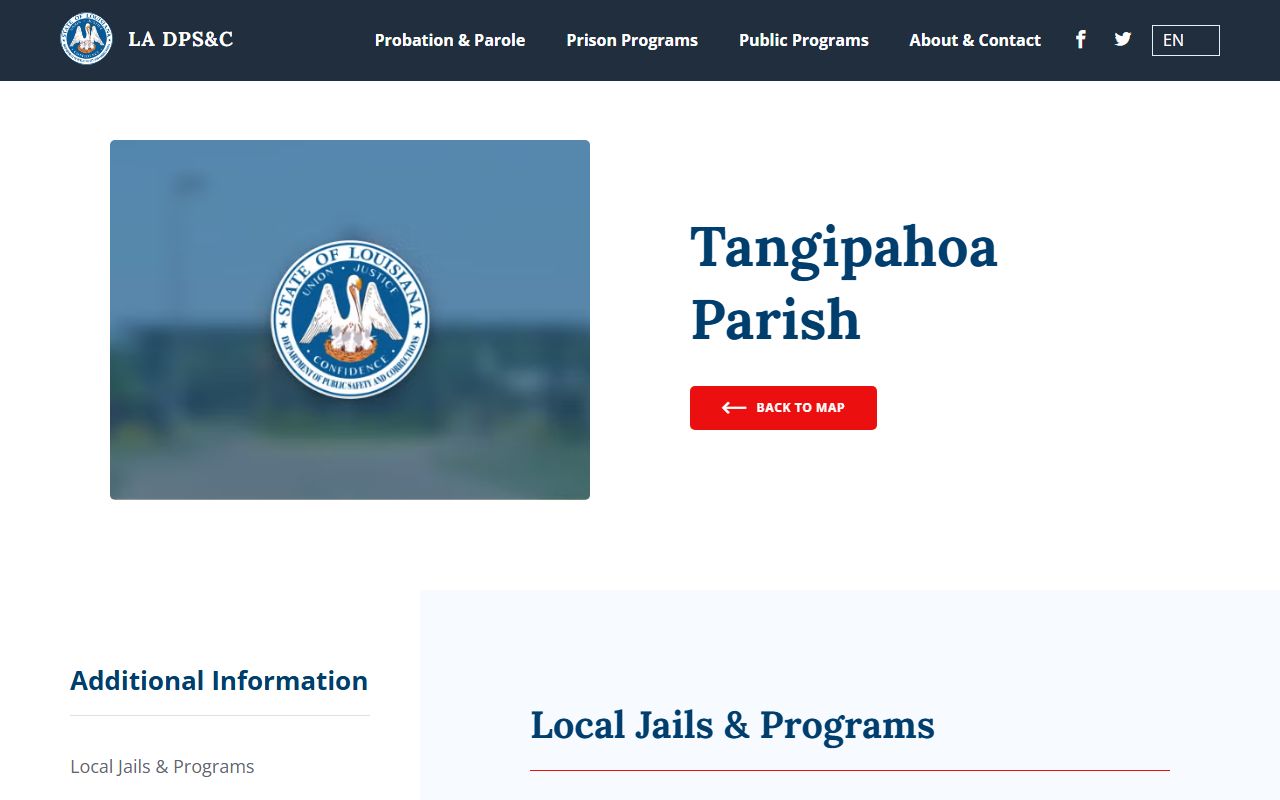 Tangipahoa Transitional Work Program DPS&C local jail and program listing