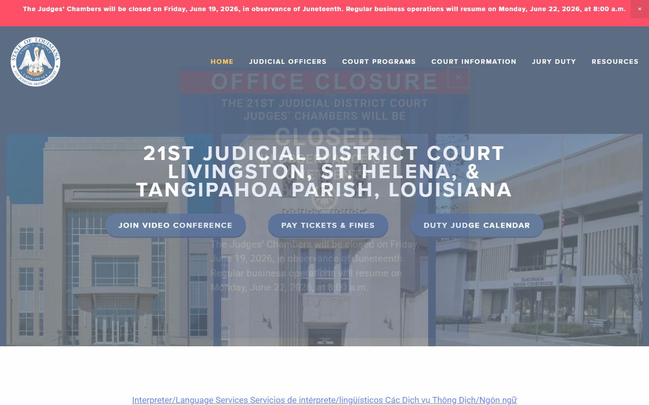 Tangipahoa Parish court records after jail arrest 21st Judicial District Court